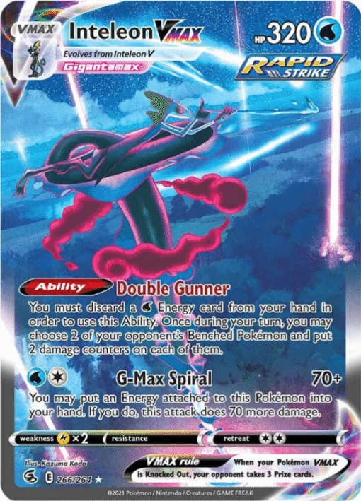 2021 Pokemon Fushion Strike Inteleon VMAX 266/264 NM
